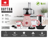 Havells Rhythm 750 Watt Mixer Grinder | 4 Jars with Food Processor Jar