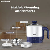 Havells Steamor 600W Multi-Cook Kettle 1.2L (GHBKTBJB060) – Blue