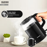 Havells Marino 1L Electric Kettle | 1200W Fast Boiling | Borosilicate Glass Inner Body