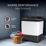 Lloyd 9 kg 5 Star Semi Automatic Top Load Washing Machine |1300 RPM | Detergent Storage Zone | 3 Wash Programs | Swift Dry | Magic Filter, (GLWS905AONDG, Dark Grey and White)