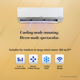Lloyd 1.5 Ton 3 Star Inverter Split AC (5 in 1 Convertible, Cools Even at 52°C, Anti Corrosion Coating, Copper, Anti-Viral Filter, White with Silver Deco Strip, GLS18I3FOSBW)