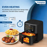 Crompton Ameo Pro 5.5L Air Fryer | Even Heating Technology | Pro Heating Bowl