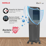Havells Zurii 60 L Tower Air Cooler for Room|With Remote & Electronic Panel|Fully Collapsible louvers|Low Water Alarm|Dust Filter Net|Timer Function|Bacteria Shield Honeycomb Pads|Dry Run Protection