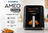 Crompton Ameo Edge 5L Digital Air Fryer – NutriGuard Technology, 10 Preset Menus & SilentPro Technology