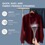 HAVELLS Fyber Standing Garment Steamer for clothes| 1600 Watt | 3 Steam Control | Adjustable Pole Height | Quick Steam Ready | 1.3L Detachable Tank