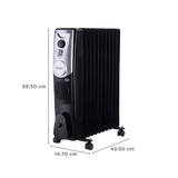 USHA OFR 4209 F PTC 2400W Oil Filled Radiator Room Heater with 09 Fins, 3 Heat Settings, Adjustable Thermostat, Built-in Fan, Overheat & Tip-Over Protection (Black)