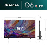 Hisense 50Q6S 50 Inch 4K Ultra HD Smart QLED TV, Dolby Vision, Dolby Atmos, VIDAA U9 Smart OS