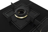 Bosch Built in Gas Hob Black Tempered glass Glass 5 Burner Auto Ignition 90 cm True Brass 2D Ring Burners with Glossy Black Heat Shields & Enameld pan supports (PNV9B6F10I)