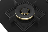 Bosch Built in Gas Hob Black Tempered glass Glass 3 Burner Auto Ignition 60 cm True Brass 2D Ring Burners with Glossy Black Heat Shields & Enameld pan supports (PNC6B6F10I)