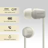 Sony WI-C100 Wireless In-Ear Headphones with 25 Hours Battery Life, DSEE, IPX4 Water Resistance – Cream – WI-C100 Sony India