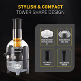 Usha Fresh Pro 500W Juicer with XL Full-Mouth Feeding Tube | 1L Juice Collector | Inverted Sieve for Easy Cleaning | 100% Copper Motor | 2-Speed Control | 5-Year Motor Warranty