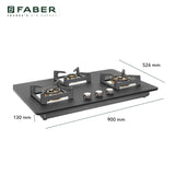 Faber 90 cm 3 Burner Built-in Gas Hob with Full Brass Burners, Auto Ignition & Flame Failure Device – HOB BELLA HT 903 BR AI FFD