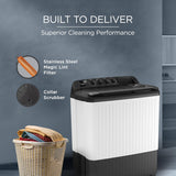 Lloyd 9 kg 5 Star Semi Automatic Top Load Washing Machine |1300 RPM | Detergent Storage Zone | 3 Wash Programs | Swift Dry | Magic Filter, (GLWS905AONDG, Dark Grey and White)