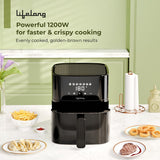 Lifelong 4.2 Litre Digital Air Fryer |Detachable Handle, Touch Control, Non-Stick Basket, Rapid Air Technology |Oil-Free Cooking for Frying, Grilling, Roasting & Baking|Energy Efficient,Compact Design