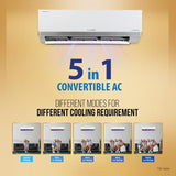 Lloyd 1.5 Ton 3 Star Inverter Split AC (5 in 1 Convertible, Cools Even at 52°C, Anti Corrosion Coating, Copper, Anti-Viral Filter, White with Silver Deco Strip, GLS18I3FOSBW)