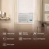 Lloyd 1.5 Ton 5 Star Fixed Speed Window AC (Copper, White with Silver Deco Strip, GLW18C5XWSEA)