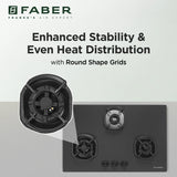 Faber 78 cm 3 Burner Built-in Gas Hob with Brass Burners, Auto Ignition & 8 mm Matt Finish Glass – Hob Della HD783 CI AI