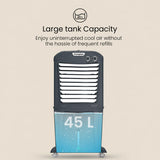 Crompton Zelus PAC45 45L Desert Air Cooler with 4-Way Air Deflection, Ice Chamber & Inverter Compatibility (Grey)