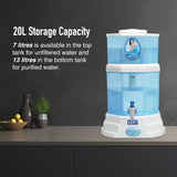 KENT Gold Gravity Water Purifier | UF Technology Based | Non-Electric & Chemical Free | Counter Top | 20L Storage | White