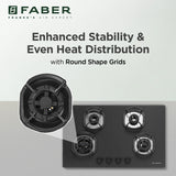 Faber 78 cm 4 Burner Built-in Gas Hob with Brass Burners, Auto Ignition & 8 mm Matt Finish – Hob Della HD784 CI AI
