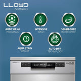 Havells-Lloyd Puro Hygiene+ with Auto Open Dry (GLDWF15PSA1TS, 15 Place Settings, 99% Germs Free with Sparkle Clean Technology, Infinity Drawer, Super Silent, Silver)