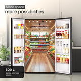 Godrej 600L 3Star | 1+2 Year Additional Warranty | Smart Convertible Zones | Toughened Glass Door | Frost Free Inverter Side By Side Refrigerator (2025 Model, RS EONVELVET 646C RIT OP BK, Opera Black)