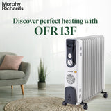 Morphy Richards OFR 13F 13-Fin Oil Filled Radiator Room Heater | 2900W (2500W + 400W PTC Fan) | Adjustable Thermostat, Safety Shut-Off, Castor Wheels | White