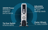 Morphy Richards OFR 09F 2400W Oil Filled Radiator Room Heater | 9 Fin | PTC Fan Heater | Adjustable Thermostat | Overheat Protection | Castor Wheels | Silent Operation | 2 Year Warranty | Grey