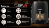 Crompton Ameo DLX 4.2L Digital Air Fryer with Live Cooking Window | 1450W Super Helix Heating | 7-in-1 Functions | Quick Fry Technology | Low Noise | Oil-Free Healthy Cooking | 2 Year Warranty