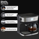 Morphy Richards DuoPresso 2-in-1 Coffee Maker|Drip & Espresso| 15 bar Pressure| Digital Display|Removable Drip Tray| Upto 10 cups* of Coffee| Keep Warm Tray| 2-Yr Warranty by Brand|Black