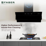 Faber 90 cm 1500 m³/hr Wall Mounted Kitchen Chimney (HOOD COMET BLDC FL HC BK 90, Filterless technology, Touch & Gesture With Remote Control, Black)