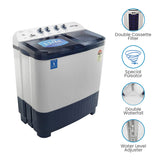 Voltas Beko 7 kg Semi-Automatic Top Loading Washing Machine Appliance, Double Waterfall (WTT70DBLT, Sky Blue)