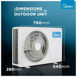 Midea 2 Ton 3 Star Split Inverter AC - White (24K 3 Star Santis Neo DLX Inverter R32 Split AC, Copper Condenser)
