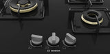Bosch Built in Gas Hob Black Tempered glass Glass 3 Burner Auto Ignition 60 cm True Brass 2D Ring Burners with Glossy Black Heat Shields & Enameld pan supports (PNC6B6F10I)