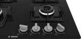 Bosch Built in Gas Hob Black Tempered glass Glass 4 Burner Auto Ignition 60 cm Italian Double Ring Burners (PNH6B6B12I)
