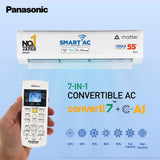 Panasonic EU 7 in 1 Convertible 1.5 Ton 5 Star Inverter Split Smart AC (100% Copper Condenser, CS/CU-EU18BKY5XFM), 55°Tested, PM0.1 Filter, Ag Clean, 4Way Swing, High CFM & Eco tough Outdoor