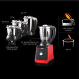 USHA ICHEF 750 Watt Copper Motor Mixer Grinder with 3 SS Jars & Translucent blender PC Jar with fruit filter| Hands Free operation with Dual Safety Lock| (Red/Black)