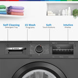 Bosch 8 kg, 5 Star, Anti Stain & AI Active Water+ Fully Automatic Front Loading Washing Machine (WAJ2826DIN, Steam with Anti-Bacteria, Anti-tangle, Anti-Wrinkle, In-Built Heater, Black Grey)