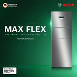 Bosch 302L, 3 Star, MaxFlex Convert Frost Free Triple Door Refrigerator | 8-in-1 Convertible Storage Modes | 57L Extra Convertible Zone | Cool Extend up to 18 hours (CMC33K03NI, Smokey Steel)