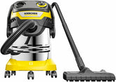 Kärcher WD 5 S V-25/5/22 wet dry vacuum cleaner, flat filter, removable filter cassette, automatic filter cleaning, filter bags, 1100W, 25l stainless steel container, Black / Yellow, 2.2 m hose