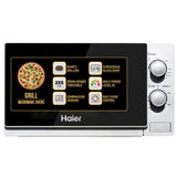 Haier 20L Grill Microwave Oven (HIL2002GSPB, Quartz Heater, Combination cooking, Curveceous Glass, Steam Clean)