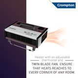 Crompton Insta Airohot 2000W heat convector with adjustable Thermostats Plastic body ISI Approved, Maroon, Standard