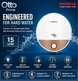 Havells Otto Prime 15L Storage Water Heater GHWVTTUMDW15 – Incoloy Heating Element, Feroglas Tank