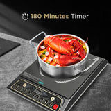 Faber Zion 1600W Induction Stove | 5 Auto-Cook Functions, Auto Pan Detection, Preset Timer, Overheat Protection | Shock-Proof Body, Black Crystal Glass, Soft-Touch Control, LED Display
