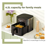 Lifelong 4.2 Litre Digital Air Fryer |Detachable Handle, Touch Control, Non-Stick Basket, Rapid Air Technology |Oil-Free Cooking for Frying, Grilling, Roasting & Baking|Energy Efficient,Compact Design