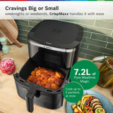 Bosch Crispmaxx Air Fryer 7.2L with baking tray, With Touch Panel,7 Presets menus,Illuminated Viewing Window, Shake Alarm,MAF671B5IN,Black