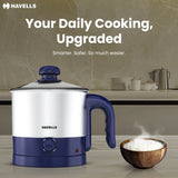 Havells Steamor 600W Multi-Cook Kettle 1.2L (GHBKTBJB060) – Blue