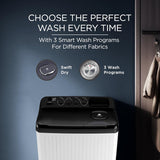 Lloyd 9 kg 5 Star Semi Automatic Top Load Washing Machine |1300 RPM | Detergent Storage Zone | 3 Wash Programs | Swift Dry | Magic Filter, (GLWS905AONDG, Dark Grey and White)