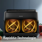 Philips 1000 Series Airfryer Double Drawer NA154/00 – 7.1L, Removable Divider, RapidAir Technology, 10 Cooking Modes