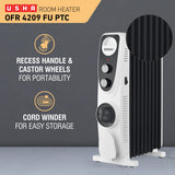 Usha OFR 4211 FU PTC Oil Filled Radiator Room Heater – 11 Fin, Black